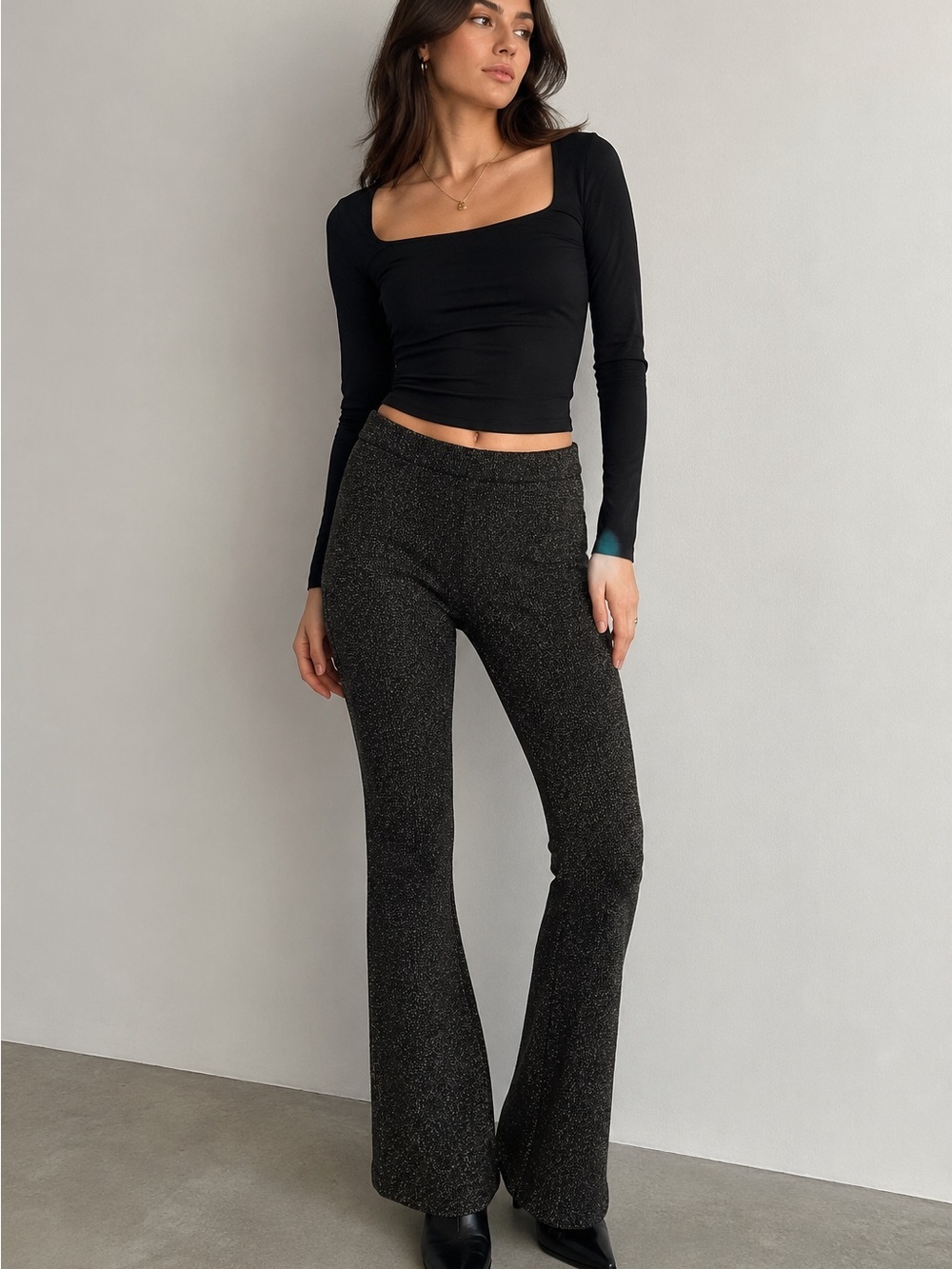 Zara metallic thread knit pants 3859/006